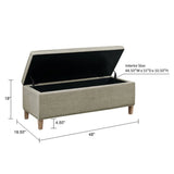 Caymus - Rectangular Soft Close Storage Bench - Light Gray - Furniture Home Direct