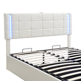 Storage Bed With LED Lights And Hydraulic Lift White - Furniture Home Direct