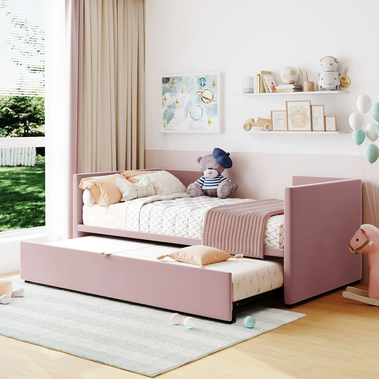 Twin Size Upholstered Daybed With Pop Up Trundle - Furniture Home Direct