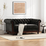 Chesterfield Velvet Loveseat Sofa, 2 Person Rolled Arm Upholstered Couch