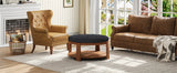 Round Ottoman Coffee Table Oversized Tufted Wood Base Black - Furniture Home Direct
