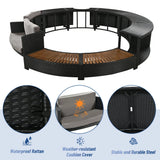 Spa Surround Spa Frame Patio Rattan Sofa Set With Storage Spaces, Mini Sofa And Comfortable Cushion For Patio, Backyard - Furniture Home Direct