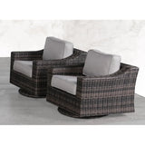 Contemporary Outdoor Swivel Patio Chair With Cushions (Set of 2) - Brown - Furniture Home Direct