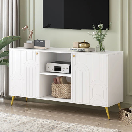 Modern TV Stand With Adjustable Shelf, Handles And Anti-Tip Device - Furniture Home Direct
