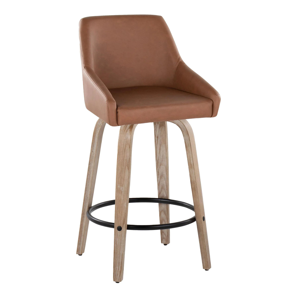 Hannah - Transitional Fixed Height Counter Stool With Swivel With Round Footrest (Set of 2) - Furniture Home Direct