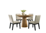 Jasper - Contemporary Round Dining Table With Black Finish Chairs - Furniture Home Direct