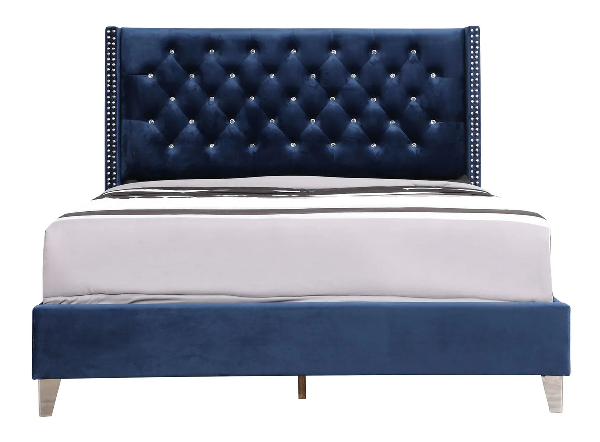Upholstered Nailhead Trim Chic Bed - Furniture Home Direct