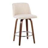 Toriano - Mid-Century Modern Fixed Height Counter Stool With Round Footrest (Set of 2) - Furniture Home Direct