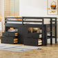 Loft Bed With 4 Drawers, Underneath Cabinet And Shelves - Furniture Home Direct