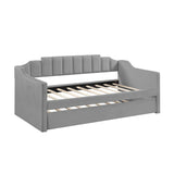 Daybed With Trundle Velvet Contemporary Twin Size Grey - Furniture Home Direct