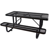 Rectangular Outdoor Steel Picnic Table With Umbrella Pole - Furniture Home Direct