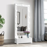 Elisa - Narrow Tall Mirror With Speaker And Drawer - Furniture Home Direct