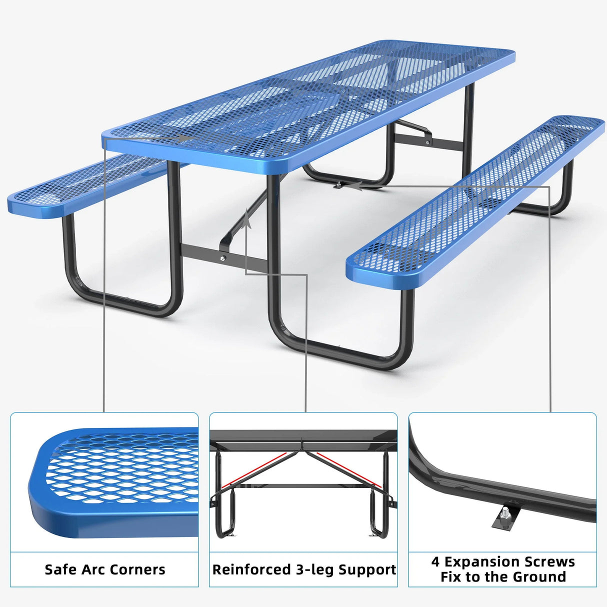 Expanded Metal Rectangular Picnic Table - Furniture Home Direct
