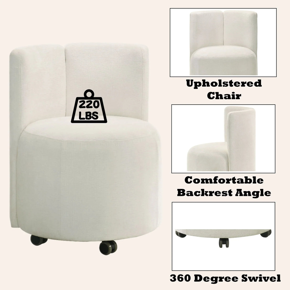 Blayde - Chenille Side Chair With Swivel (Set of 2) - White - Furniture Home Direct