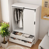 Tall Armoire With Sliding Barn Door Drawers Storage White - Furniture Home Direct