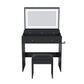 Modern Makeup Vanity Set With Power Outlet, Hair Dryer Holder, And Adjustable Lighting - Furniture Home Direct