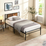 Modern Metal Bedframe With Headboard, Durable Steel Structure - Furniture Home Direct
