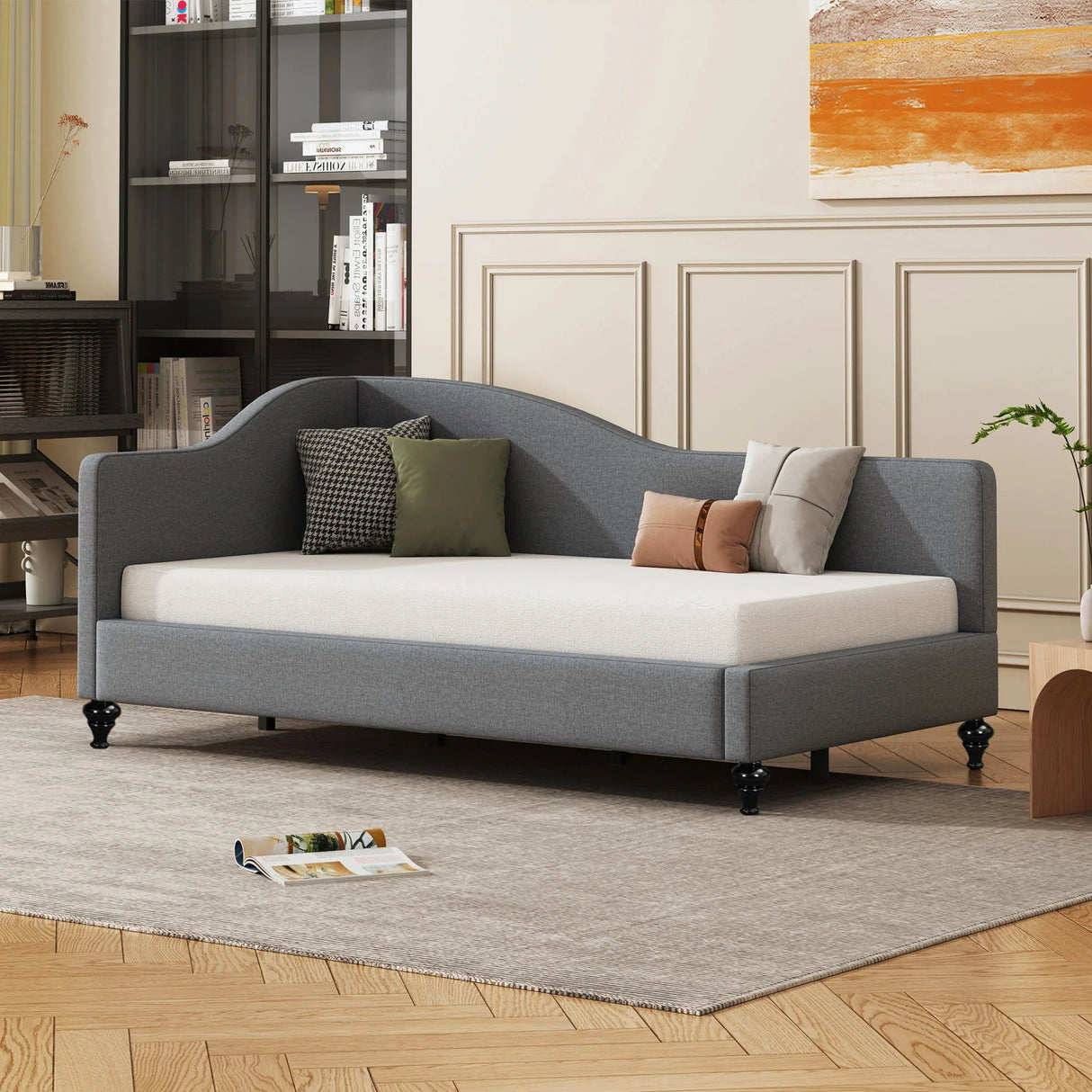 Modern L Shaped Linen Daybed With Legs - Furniture Home Direct