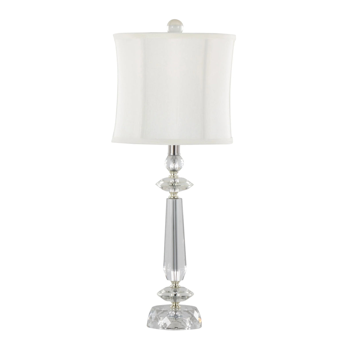 Karat - Contemporary Crystal Table Lamp (Set of 2) - Clear Crystal / Chrome / White Softback - Furniture Home Direct