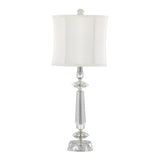 Karat - Contemporary Crystal Table Lamp (Set of 2) - Clear Crystal / Chrome / White Softback - Furniture Home Direct