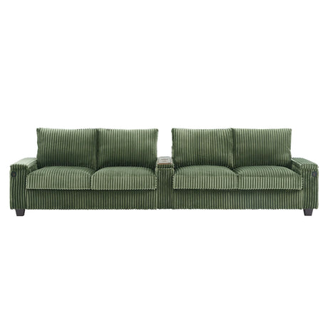 Modern 4 Seater Corduroy Sofa Couch With USB Ports And Hidden Storage - Furniture Home Direct