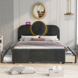 Platform Bed Upholstered With Storage Drawers Trundle Gray - Furniture Home Direct