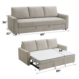 Leira - Linen Pull Out Sleeper Sofa - Beige - Furniture Home Direct
