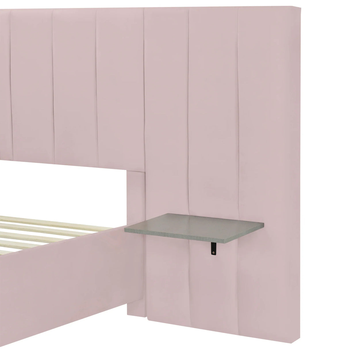 Full Size Upholstered Platform Bed Tall Headboard Pink - Furniture Home Direct