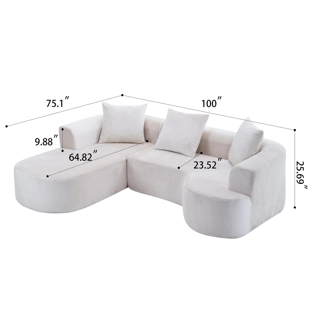 Modular Sectional Sofa With L Shape Chaise With Deep Seat - Furniture Home Direct