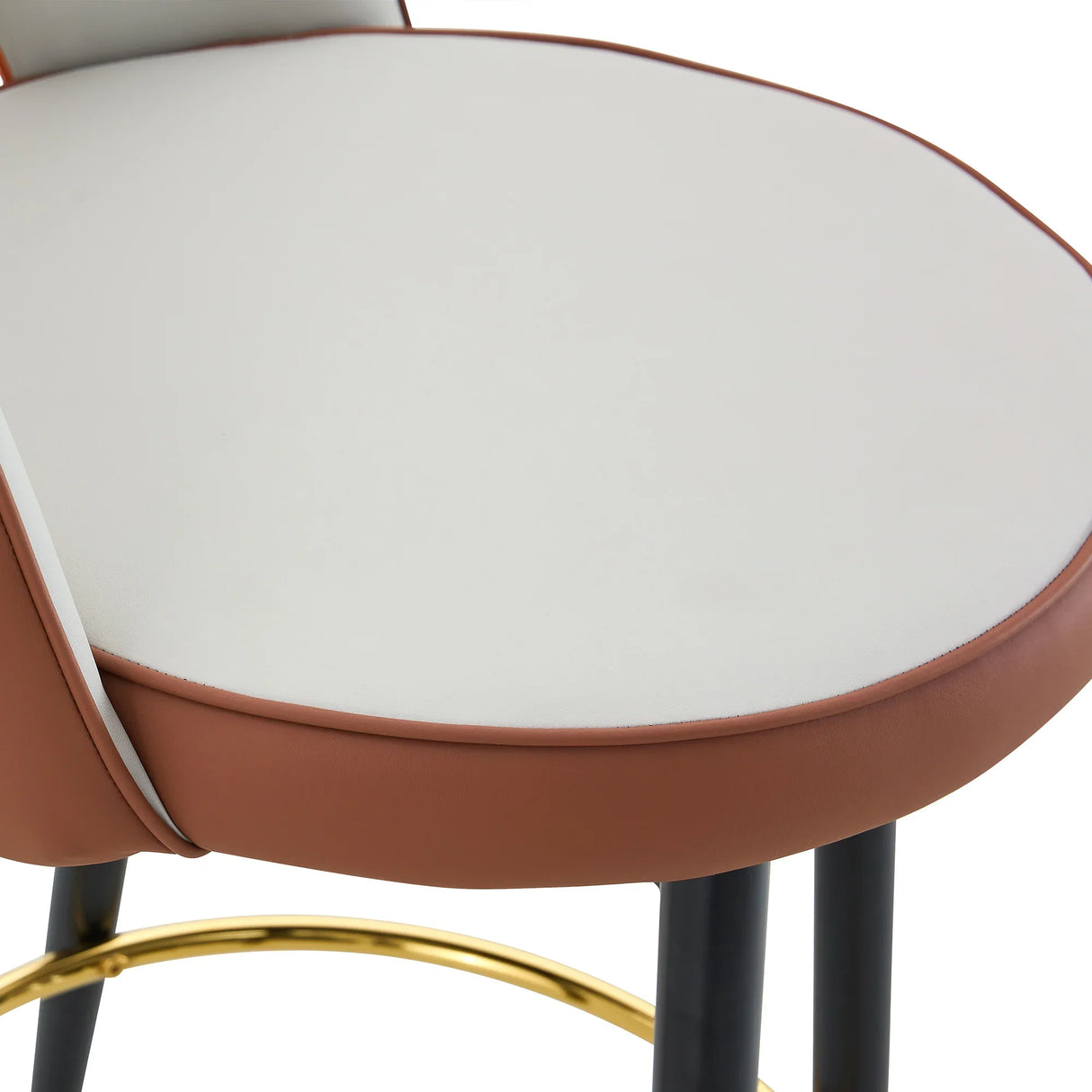 Counter Height Bar Stool Set of 2 Leatherette Brown White - Furniture Home Direct