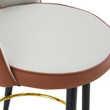 Counter Height Bar Stool Set of 2 Leatherette Brown White - Furniture Home Direct