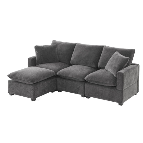 Modern Modular Sofa, 4 Seat Chenille Sectional Couch Set With 2 Pillows Included, Freely Combinable Indoor Funiture For Living Room - Furniture Home Direct