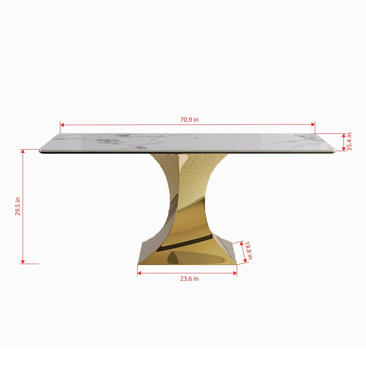 Modern Rectangular Dining Table For 6 - 8, Plated Hourglass Base - Furniture Home Direct