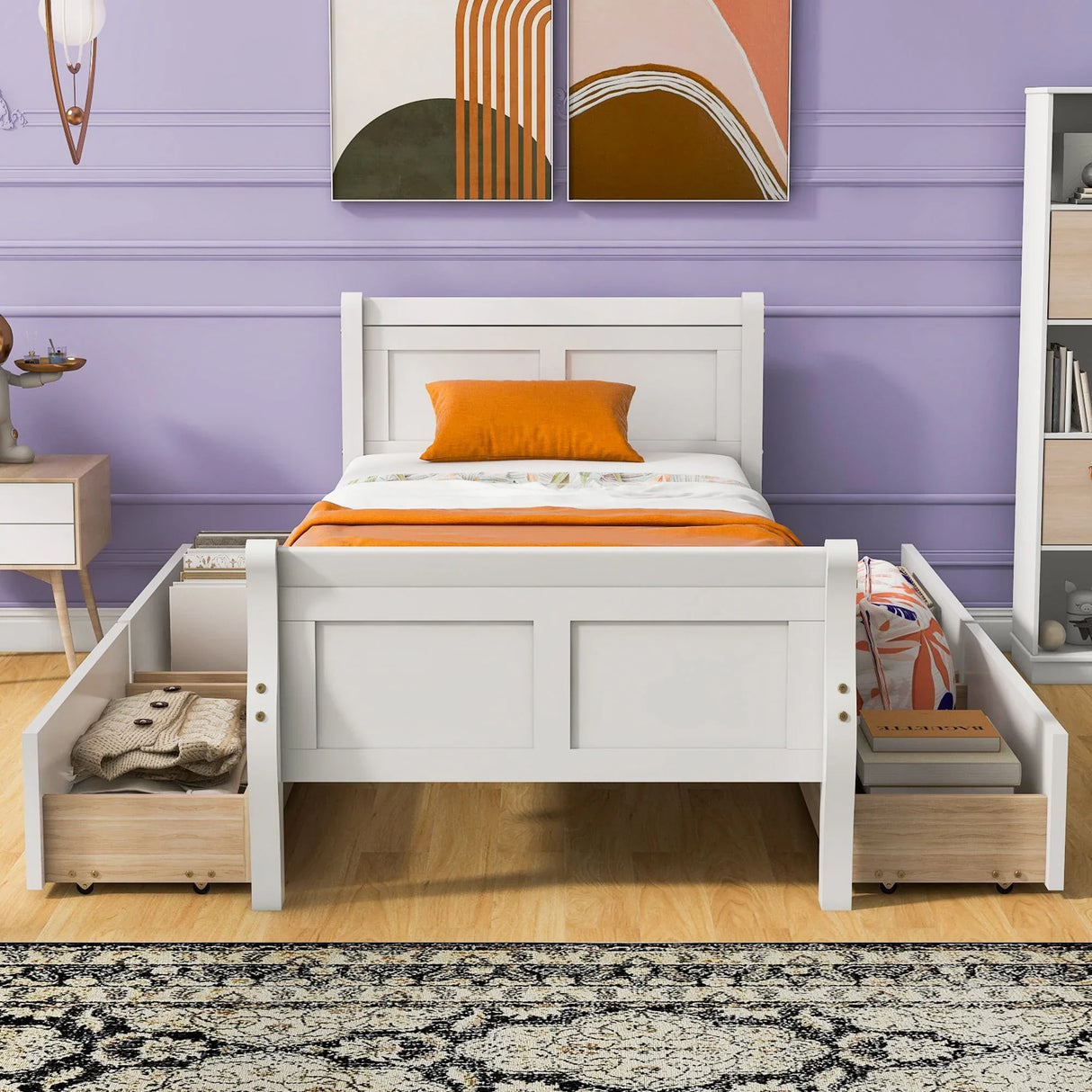 Platform Bed Frame Mattress Foundation Sleigh Bed With Headboard / Footboard / Wood Slat Suppor - Furniture Home Direct