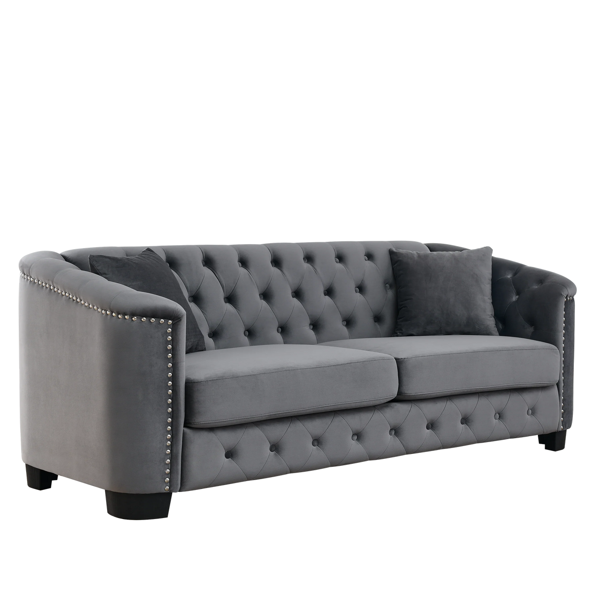Living Room Set with 2 Sofas - Velvet Grey - Furniture Home Direct