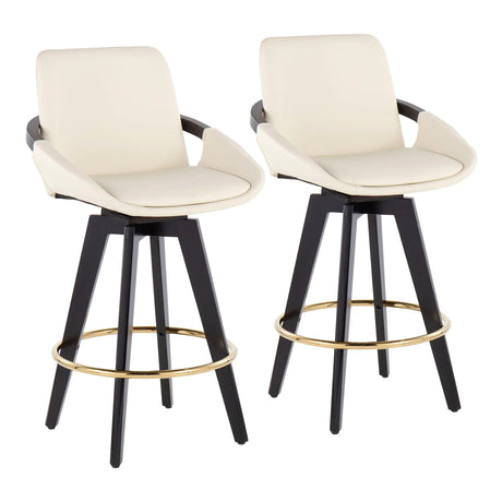 Cosmo - Contemporary Fixed Height Counter Stool With Swivel With Round Footrest (Set of 2) - Furniture Home Direct