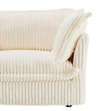 Corduroy Long Stationary Sofa - Cream - Furniture Home Direct