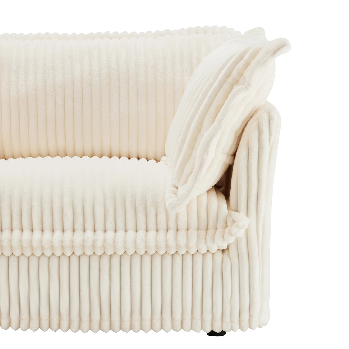 Sectional Sofa Corduroy U Shaped Plush Upholstered Cream - Furniture Home Direct