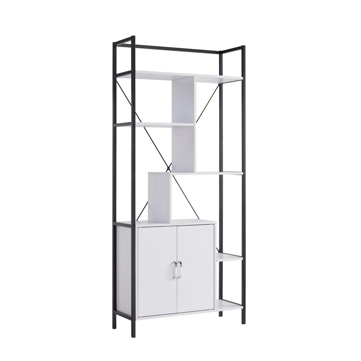 Modern Bookcase With Two Door Storage Cabinet With Two Shelves - Furniture Home Direct