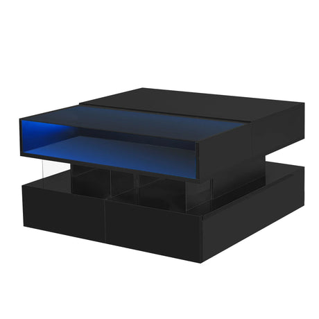 Lift Top Coffee Table With 2 Drawers, Hidden Space And LED Lights For Living Room - Furniture Home Direct