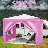 10'X10' Folding Canopy With 4 Removable Sidewalls Outdoor Event Shelter UPF 50+ Gazebo Portable Tents For Parties Beach Camping Wedding Ez Pop Up Canopy 4 Pieces Weight Bag + Carry Bag - Furniture Home Direct
