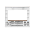Wall Unit Entertainment Center With Bookshelves For TVs Up To 80", Tempered Glass Doors And Adjustable Shelves - Furniture Home Direct