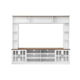 Wall Unit Entertainment Center With Bookshelves For TVs Up To 80", Tempered Glass Doors And Adjustable Shelves - Furniture Home Direct