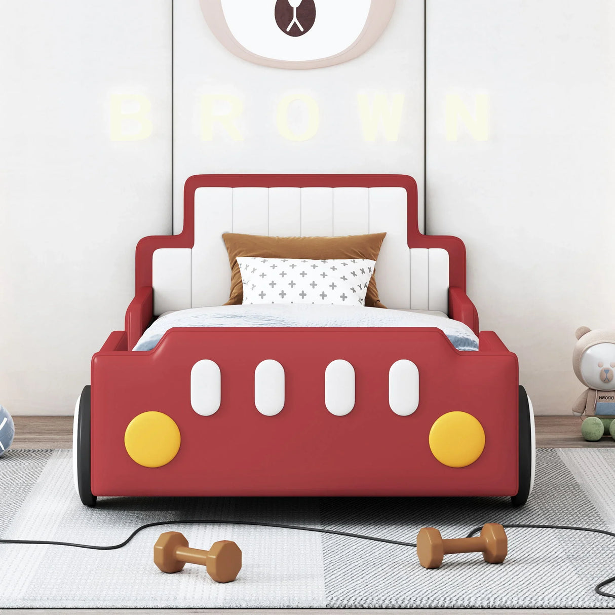 Race Car Shaped Platform Bed With Wheels - Furniture Home Direct
