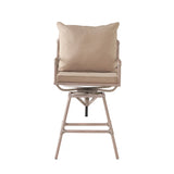 Industrial Outdoor Patio Plumber's Iron Frame Swivel Barstool With Cushions, Height Adjustable