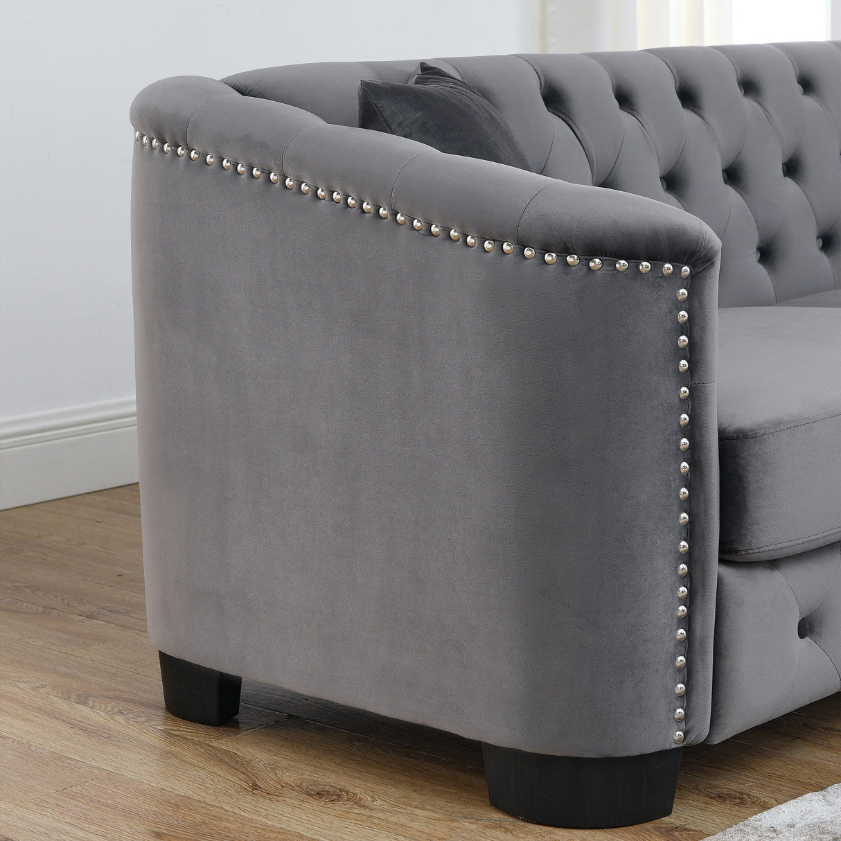 Living Room Set with 2 Sofas - Velvet Grey - Furniture Home Direct