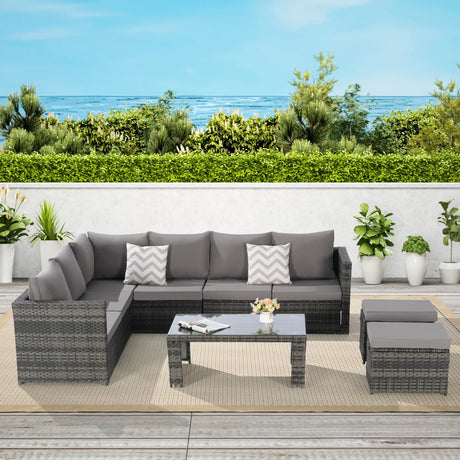 Outdoor Sectional Set - Gray - Furniture Home Direct