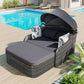 Outdoor Sunbed With Adjustable Canopy, Daybed With Pillows, Double Lounge, PE Rattan Daybed - Furniture Home Direct