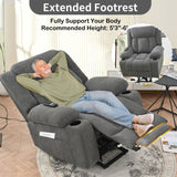 Power Lift Recliner Chair With Extended Footrest, Remote Control, Cup Holders, And Side Pockets - Furniture Home Direct