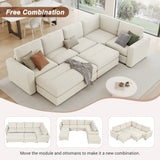 121.3" Modular Sleeper Sectional - Beige - Furniture Home Direct